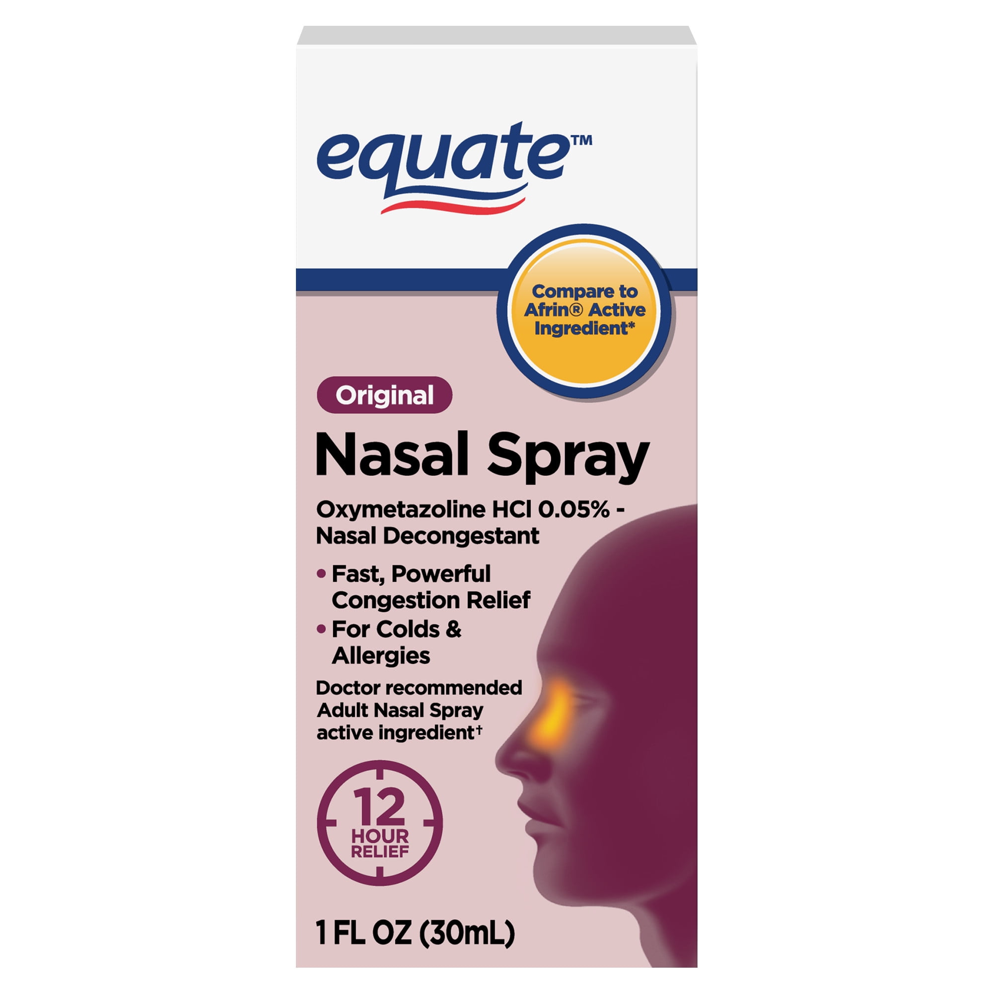 (2 pack) Equate Original 12 Hour Nasal Spray, Max Strength, 1 FL OZ