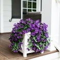 thumbnail image 2 of Artificial Fake Hanging Plants Flowers Vines for Outdoor, 2pcs Faux Silk Realistic Purple Morning Glory Long Stems UV Resistant for Spring Home Porch Patio Balcony Outside Party Decor, 2 of 5