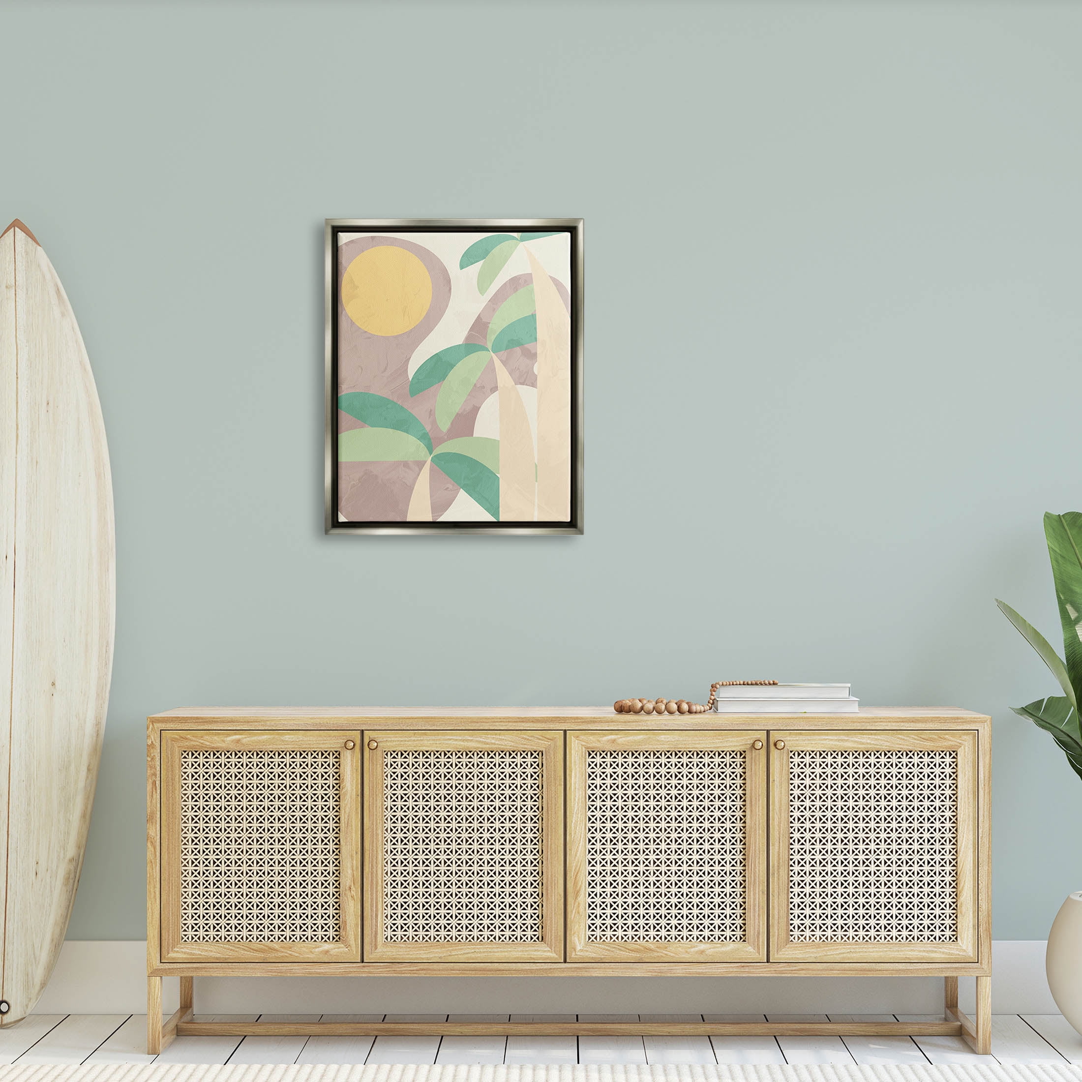Geometric Palm Tree Summer Botanical & Floral Graphic Art Luster Gray Framed Art Print Wall Art