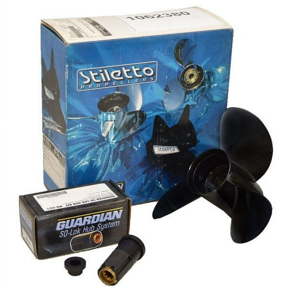 Stiletto Ariva Boat Propeller B-21013 | RH 10 3/8 x 13P Black Aluminum