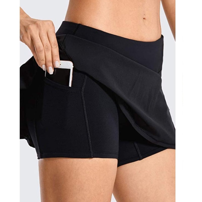Women s Athletic Skorts for Tennis Golf Mid Waist Pleated Shorts with Pocket Walmart