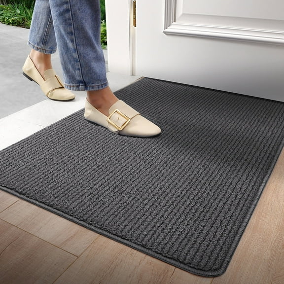 Indoor Door Mat Entryway Rug Doormat Inside Front Entrance Non-Slip Low Profile Absorbant Washable for House 19.5"x31.5",Dark Gray