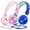 Blue + Pink - 2 Pack, variant on Mpow Kids Headphones with Microphone, 85/94dB Safe Volume Limit, over Ear Headphones for School Travel, Blue