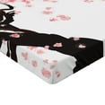 thumbnail image 2 of Ambesonne Japanese Fitted Sheet, Watercolor Effect Cherry, Twin Size, Black Pink, 2 of 3