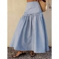 thumbnail image 3 of Blue Striped High-Waist Tiered Maxi Skirt With Ruffle Waist, 3 of 7
