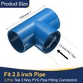 thumbnail image 2 of Uxcell 2Pcs 2.5" Tee 3 Vías Conectores de Tubo, Accesorios de Esquina para Estructura de Soporte de Estante, Azul, 2 of 6
