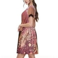 thumbnail image 2 of KLL Robe d'Été à Manches Courtes Pailletée Rose pour Femmes, Robe Plissée Ample Longueur Genou avec Poches, 2 of 6