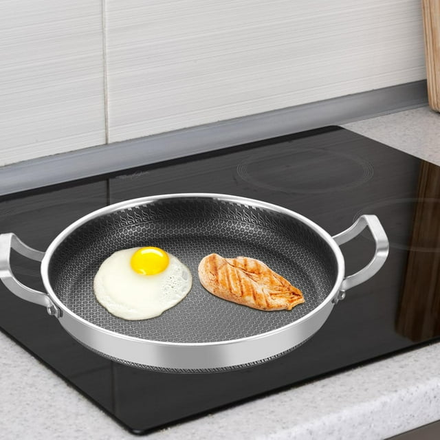 Sartenes para freír, sartén sin tapa, utensilios de cocina con mango, Wok para freír, Wok de panal para placa de inducción, cerámica eléctrica
