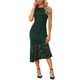 thumbnail image 2 of Vestido sin mangas de encaje Inspire Chic para cóctel de mujer, con dobladillo asimétrico y volantes en forma de cola de pez, talla XL, verde oscuro, 2 of 6