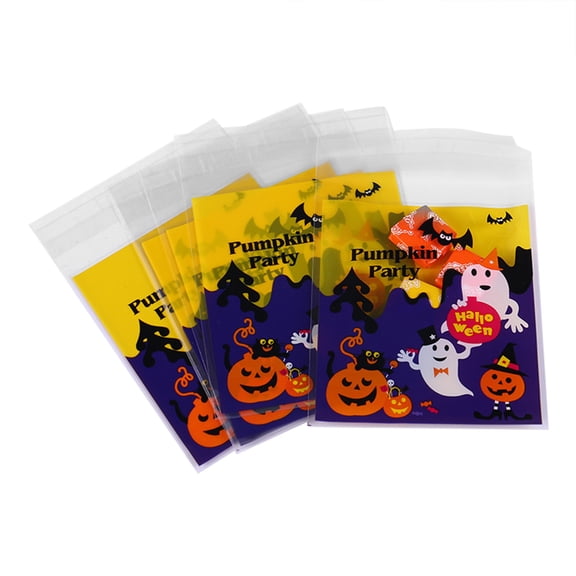 Clearance Under $1.36! Halloween Cookie Packaging Bags, 100 Pcs Adhesive Sealing Treat Bags for Baking