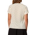 thumbnail image 3 of Blusa de puntos impresa de manga corta con cuello en V para mujeres INSPIRE CHIC, talla XL, color albaricoque, ideal para el trabajo, 3 of 6
