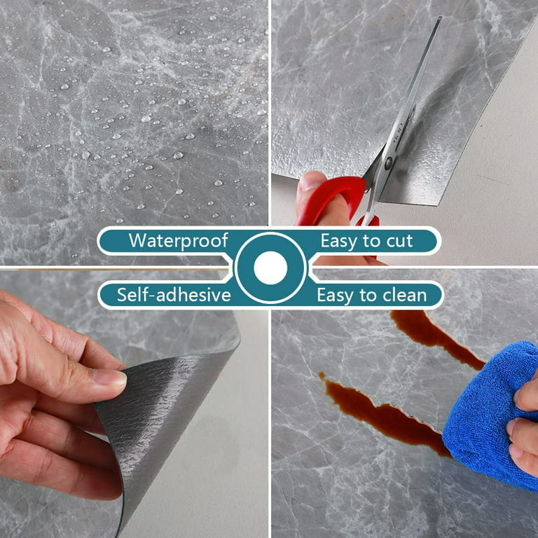 VEELIKE Veelik 24 Pack Marble Peel and Stick Vinyl Flooring for Bathroom 12 inchx12 inch Waterproof Floor Tiles Removable Gray Marble Self Stick Flooring Self