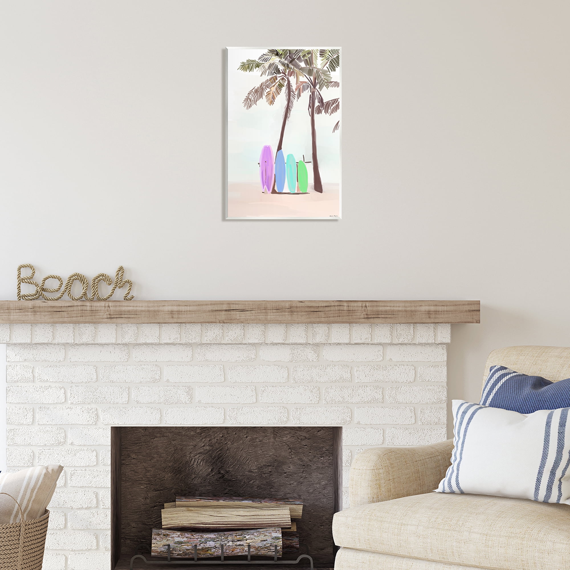 Stupell Industries Surfboards on Palm Trees Sports Painting Unframed Art Print Wall Art, 13 x 19