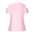 thumbnail image 5 of NAFUU Womens T-Shirts Solid Color U Neck Short Sleeve Casual Off Shoulder Top Summer Comfort Fashion Baby Tees For Women，Pink, 5 of 5