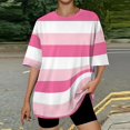 thumbnail image 4 of Garbnen Striped Women Oversized Tshirt Plus Size Crew Neck Women's Short Sleeve Shirts Loose Fit Color Block Lightweight Fashion Tunic Top M, 4 of 6