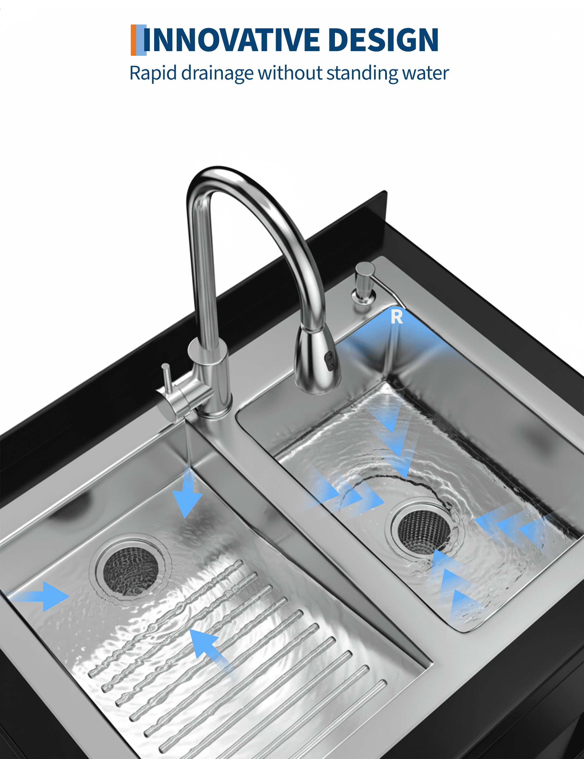 31.1" W x 22" D x 37.8" H Heavy-Duty Freestanding Utility Sink – Stainless Steel Commercial Basin with Pull-Out Faucet