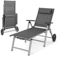 thumbnail image 2 of Gymax Patio Recliner Chair Outdoor Adjustable Folding Chaise Lounge Chair w/ 2 Wheels, 2 of 9