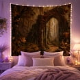 thumbnail image 2 of Stone Archway in Autumn Forest, Moody Rustic Style for Dark Academia Decor Fans, Woodland Path Wall Decor, Housewarming Gift, Tapestry Wall Hanging for Bedroom and Study Room, 2 of 7