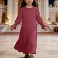 thumbnail image 2 of TBWNWG Elegant Floral Lace Hem Round Neck Pure Color Party Gown Dress For Girls Celebrations And Special Events,Size 7-8 Years, 2 of 4
