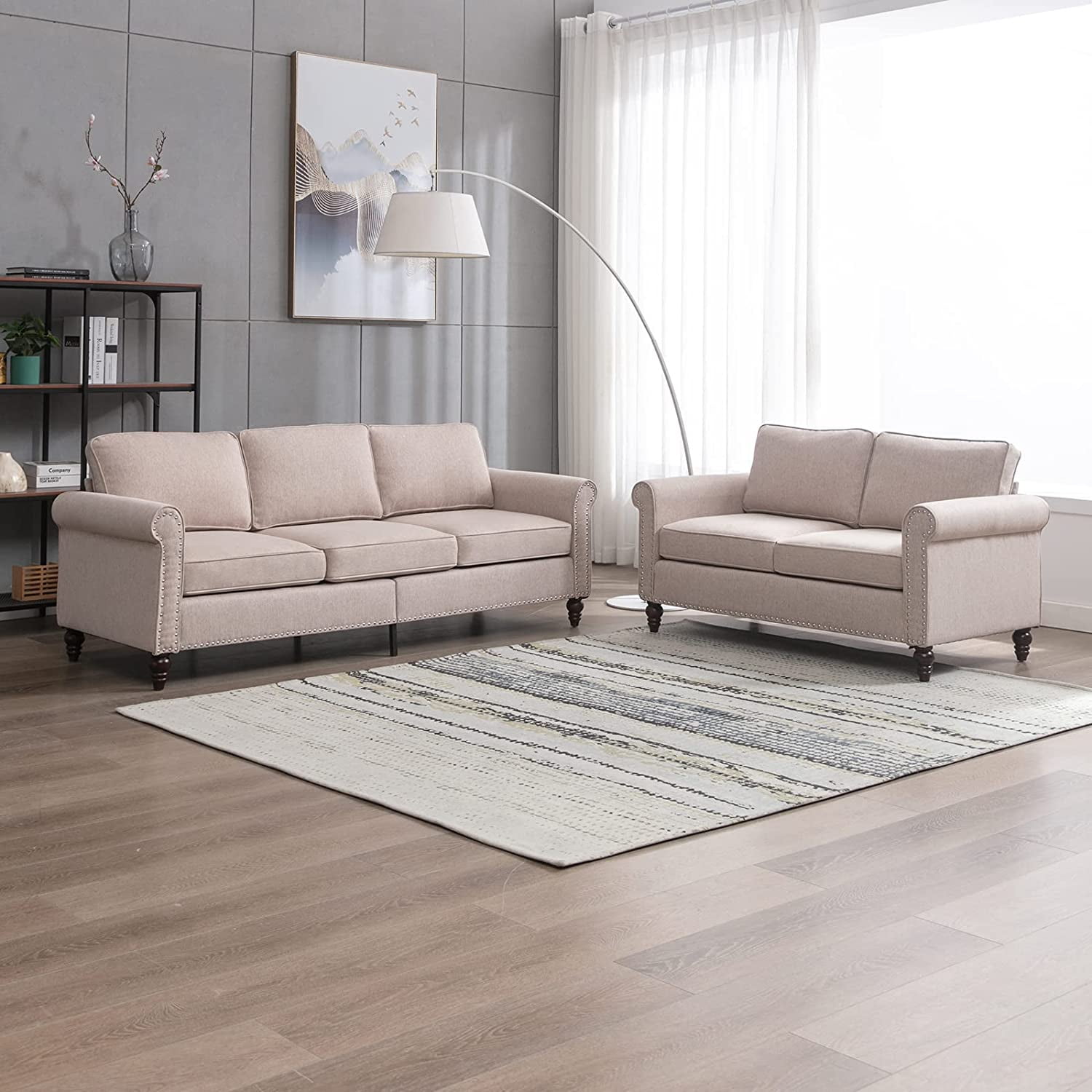 BALUS Living Room Furniture Set, 2 Piece Soft Sofa Couches Set with 5.9 ...