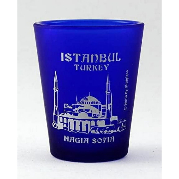 Istanbul Turkey Hagia Sofia Cobalt Blue Frosted Shot Glass
