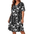 thumbnail image 6 of Enjoytime Short Summer Dresses for Women Floral Printed V-Neck Plus Size Dress Casual Short Sleeve Beach Vacation Sundress, 6 of 8