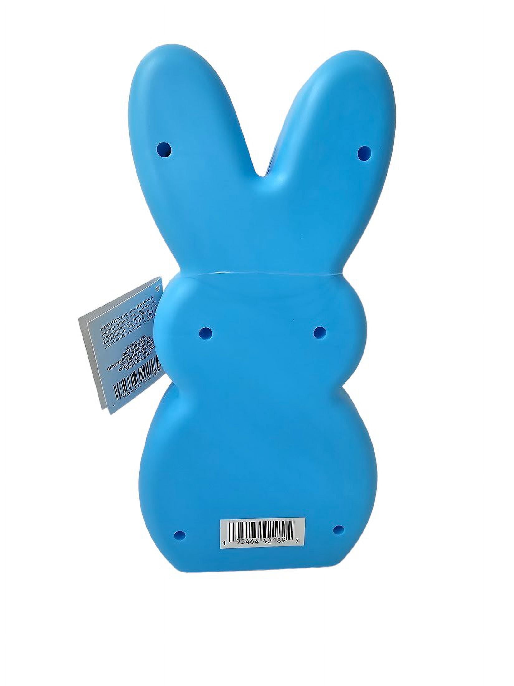 Peeps Decorative LED Lighted Easter Blow Mold Bunny Figures, 10-in - Blue