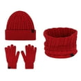 thumbnail image 1 of Aocisk Children Winter Hat Scarf Gloves Set Fashionable Outdoor Warm Three Piece Accessory Combo Red One Size, 1 of 6