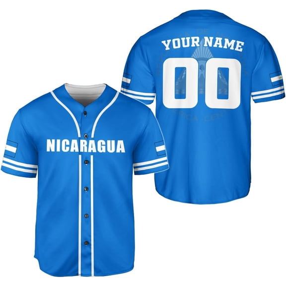 Personalized Nicaragua Baseball Jersey Shirt Name Nicaraguan Baseball Jersey for Men & Women Nicaraguan Camisas (S)