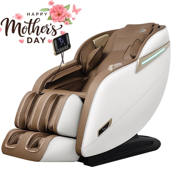 MassaMAX 2026 Version Full Body Massage Chair, Zero Gravity Recliner with SL Track, Heating Function, Beige/Brown