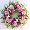 thumbnail image 2 of Elegant Floral Wreath Pink Rose & Hydrangea Spring Wreath Front Door Wreath Decoration, 2 of 5