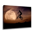 thumbnail image 2 of Silhouette Of Man Riding Bicycle On Mid Air During Sunset Moon Canvas Poster Bedroom Decor Sports Landscape Office Room Decor Gift,Frame-style,16x24inch(40x60cm), 2 of 8