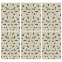 6 Pcs Funny Kitchen Towels,Beige Christmas Holly Pattern Microfiber Dish Towels,Kitchen Tea Towels,Kitchen Towel Set (18" X 26")