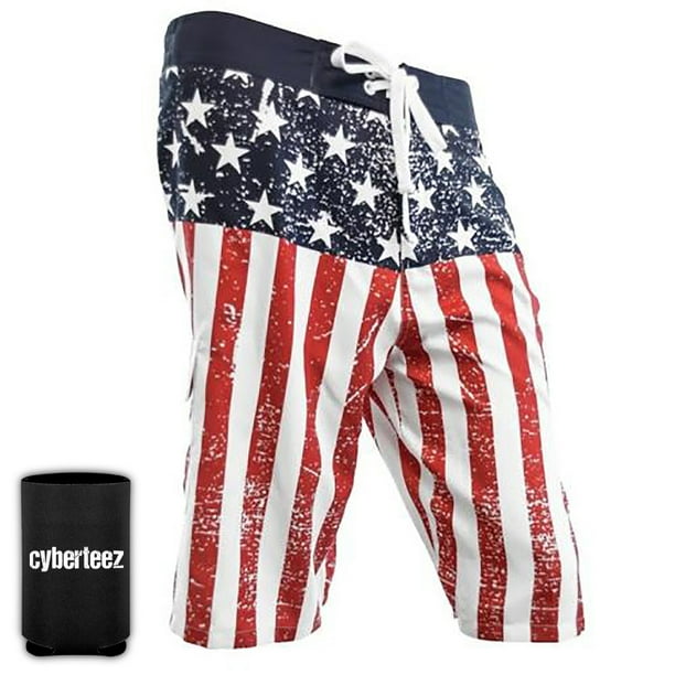 Cyberteez USA American Flag Men's Distressed Patriotic Board Shorts