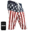 USA American Flag Men's Distressed Patriotic Board Shorts Swim Trunks + Coolie S-3XL (XL)