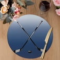 thumbnail image 3 of Navy Blue Ombre Round 13 Inch Placemats Set of 8, Black Hockey Sticks Minimalist Style HeatResistant Non Slip Place Mats for Dining Table, Wipeable Braided Kitchen Table Mats for Housewarming, 3 of 9