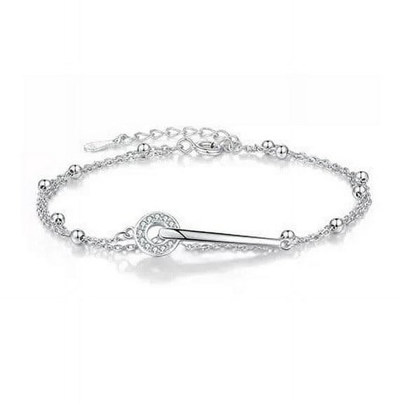 APIPEE 925 Sterling Silver Bracelets for Women, Fashion Adjustable Slider Unique S925 Bracelet Jewelry For Wedding Gifts Double Laye