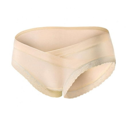 

Women Panties Solid Color Casual Seamless Lace Low Waist Maternity Briefs