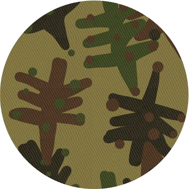 Ahgly Tapis Rond Lavable en Machine Intérieur Transitionnel Marron Chocolat, 7 Pieds Rond