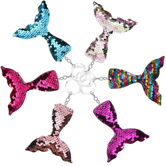 FONDOTIN Mermaid Party Favors Mermaid Keychain Rainbow 6Pcs 9.5x8cm