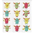 thumbnail image 2 of Alien Shower Curtain, Colorful Bizarre Monstrous Characters on a Plain Background Messy and Whimsical Print, Fabric Bathroom Set with Hooks, 69W X 75L Inches Long, Multicolor, by Ambesonne, 2 of 2