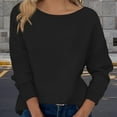 thumbnail image 2 of SnZhen Fall Winter Sweaters for Women Women's Solid Color Loose Round Neck Long Sleeved Tunic Pullover Sweater Black M, 2 of 5