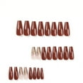 thumbnail image 4 of Fofosbeauty 24pcs Press on False Nails Tips, Coffin Fake Acrylic Nails, Simple Dark Brown Color, 4 of 9
