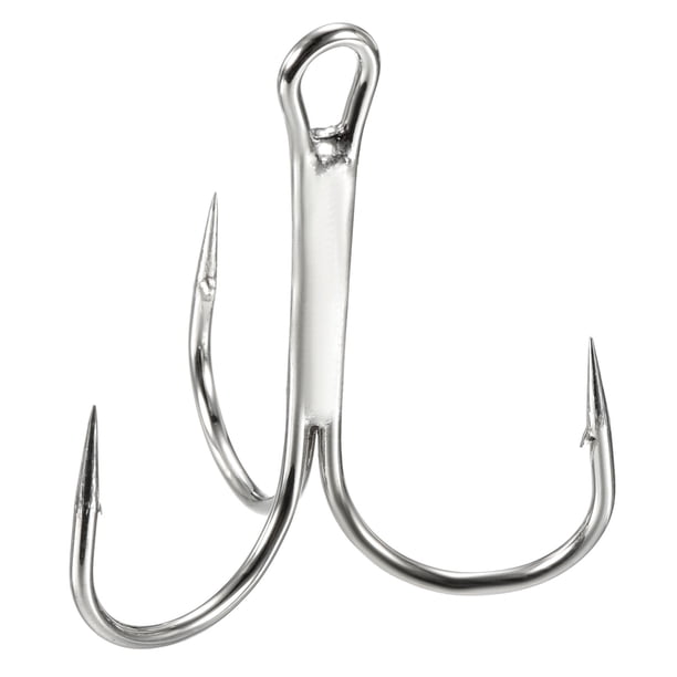 Ganchos de pesca triples de acero al carbono 3/0# 1.57" con curvatura y espinas, blancos, paquete de 20