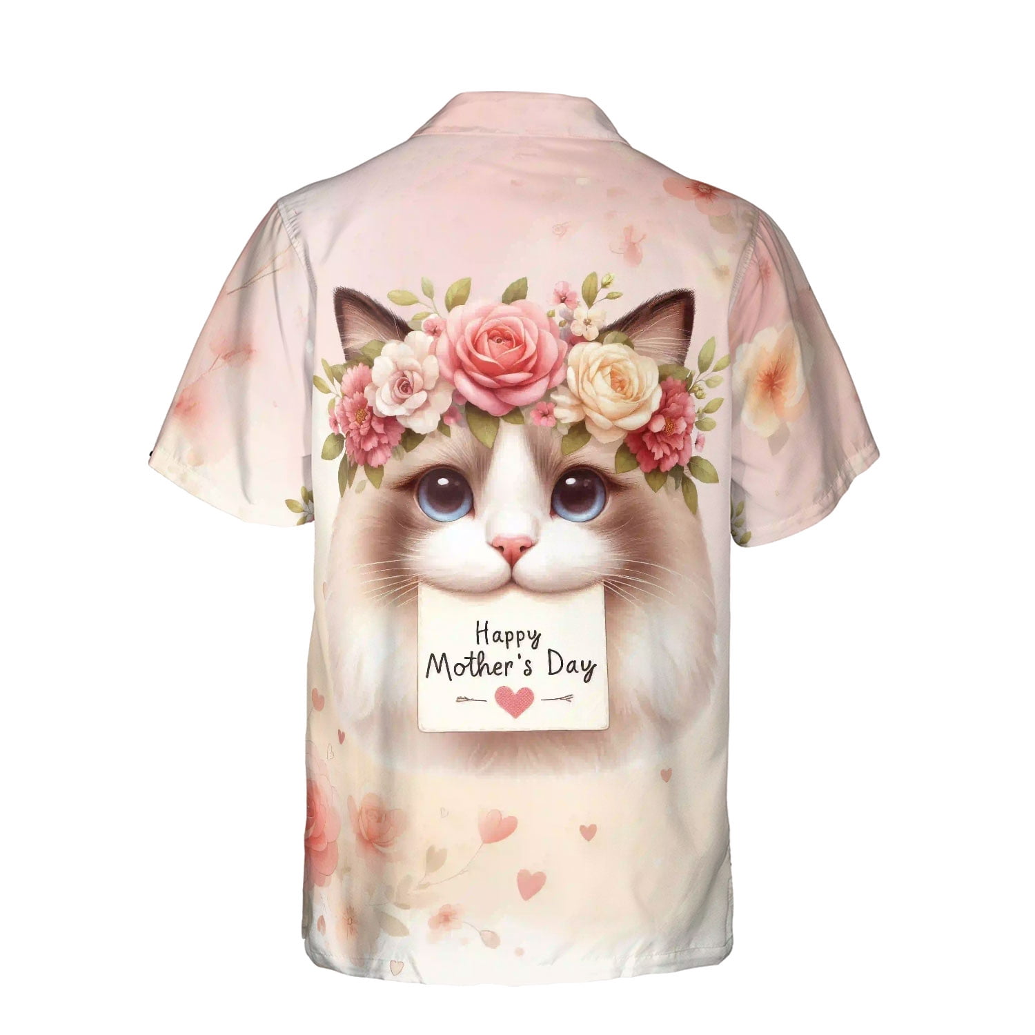 Happy Mother's Day Ragdoll with Flower Crown and Greeting Card Hawaiian Shirt Breathable Summer Unisex Merch Cat Lover Kitten Owner Gifts Idea - 13004