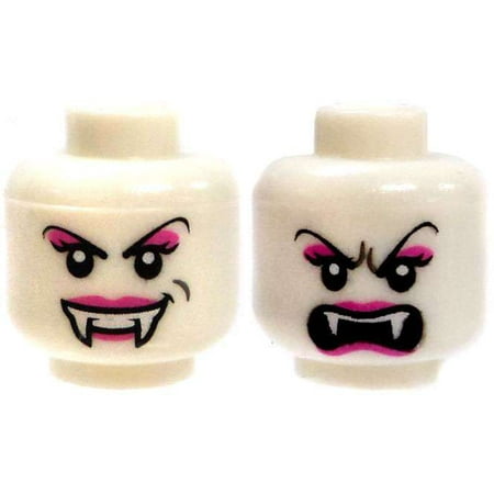 Glow-in-the-Dark Female Vampire with Pink Makeup Minifigure Head Dual-Sided Print