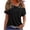 Black, variant on Women Cold Shoulder Tops Off Shoulder Short Sleeve Casual Loose Blouse Trendy Summer T Shirt, Black XXL