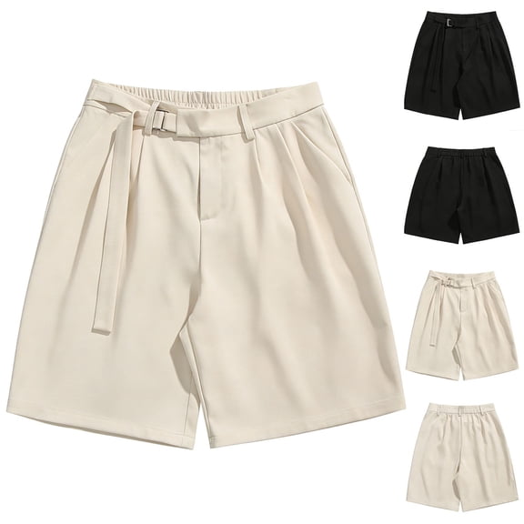 Men's Cotton 5/7 Inseam Shorts Casual Classic Fit Elastic Waistband Summer Twill Chino Golf Dress Short Black