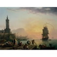 thumbnail image 3 of Vernet, Claude-Joseph 24x19 Black Modern Framed Museum Art Print Titled - A Calm at a Mediterranean Port, 3 of 5
