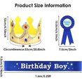 thumbnail image 3 of combinaison De Couronne De Roi D'anniversaire Pour Garons (bleu), Ceinture, Drapeau Et Pingles Boutons Pour Garons D'anniversaire - Dcoration De, 3 of 5